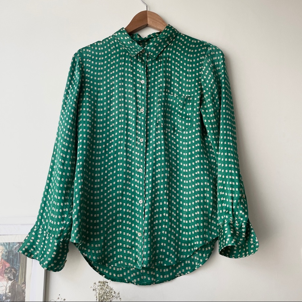 Madewell 100% Silk Button-Down Patterned Blouse - image 1